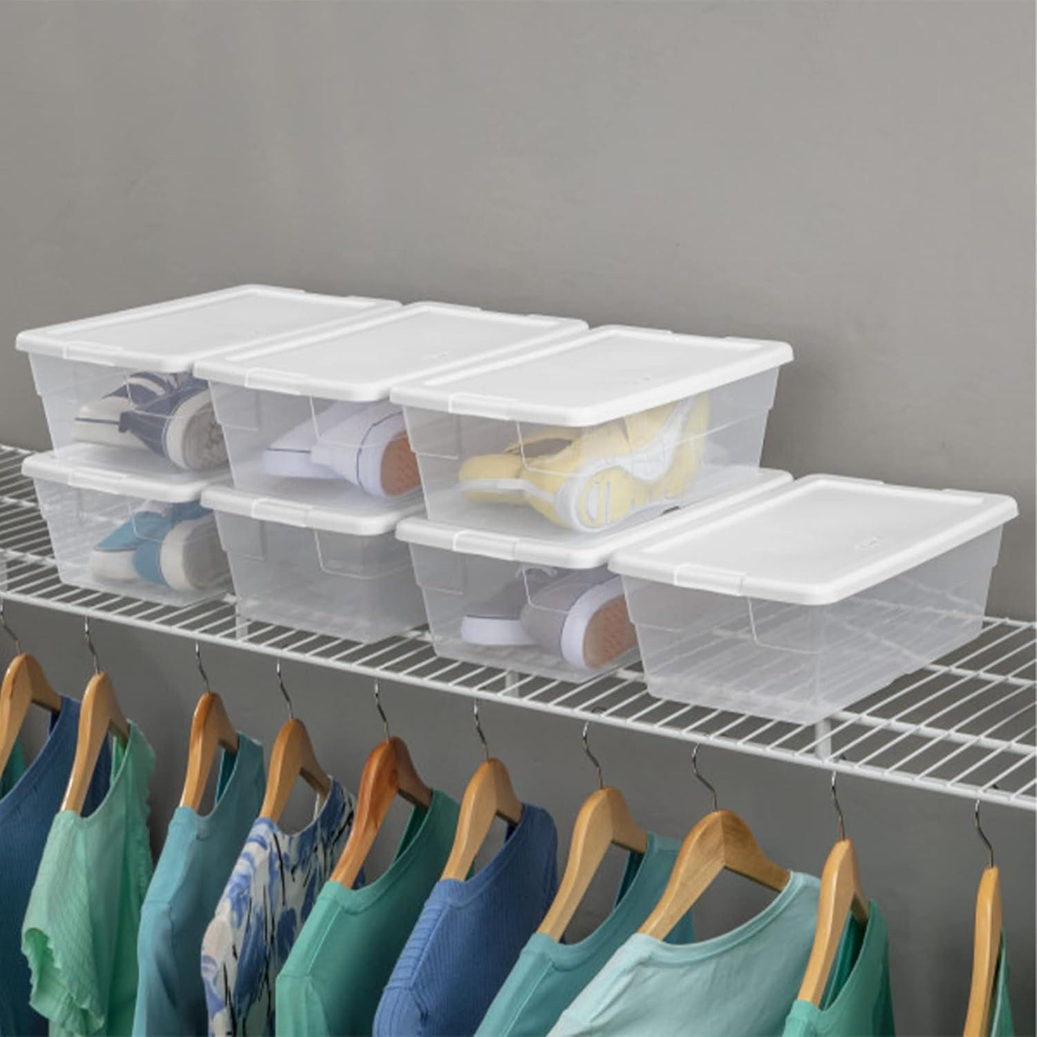 imageSterilite 6 Quart Clear Plastic Stackable Storage Container Bin Box Tote with SnapClose White Lid Organizing Solution for Home amp Classroom 72 Pack