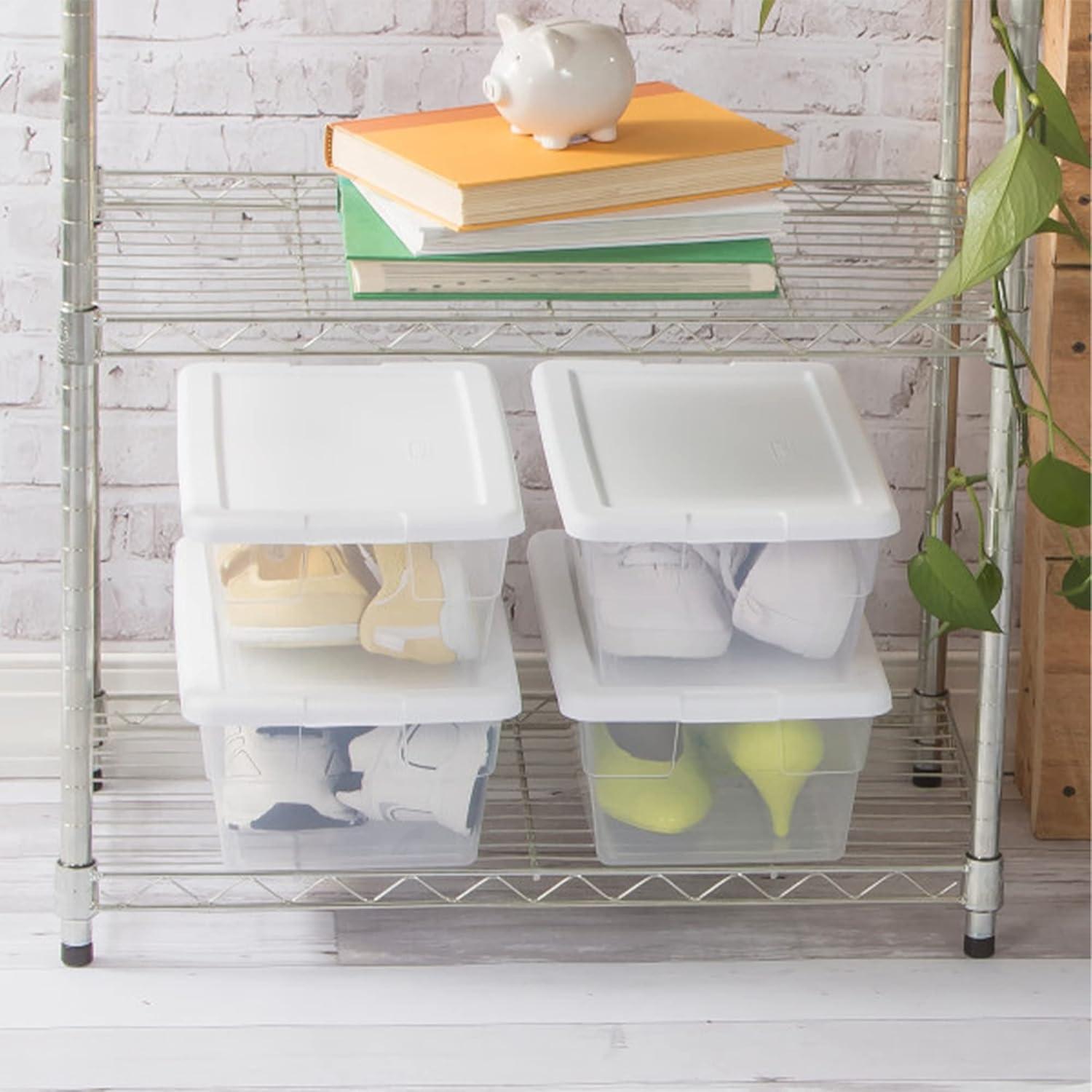 imageSterilite 6 Quart Clear Plastic Stackable Storage Container Bin Box Tote with SnapClose White Lid Organizing Solution for Home amp Classroom 72 Pack