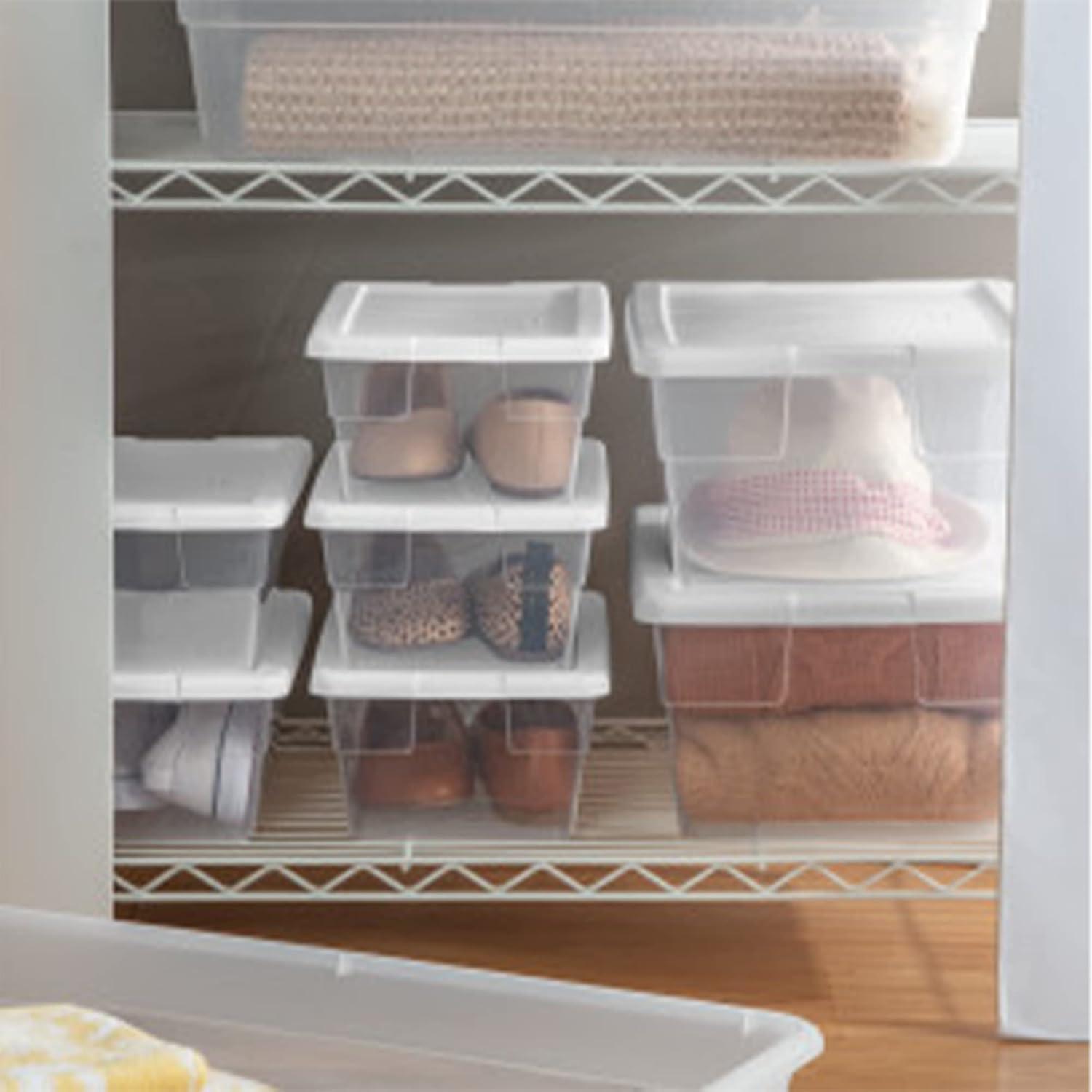 imageSterilite 6 Quart Clear Plastic Stackable Storage Container Bin Box Tote with SnapClose White Lid Organizing Solution for Home amp Classroom 72 Pack