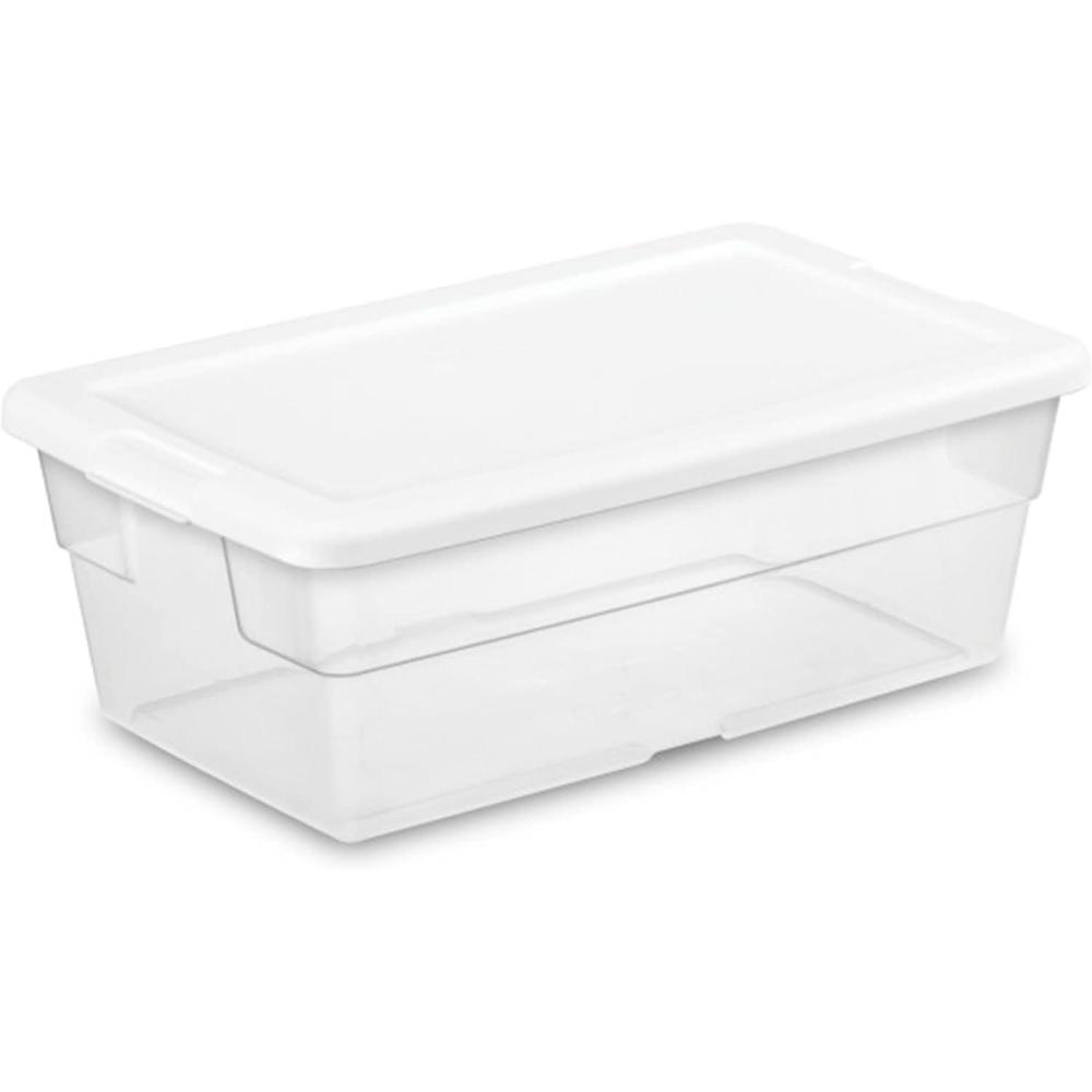 imageSterilite 6 Quart Clear Plastic Stackable Storage Container Bin Box Tote with SnapClose White Lid Organizing Solution for Home amp Classroom 72 Pack