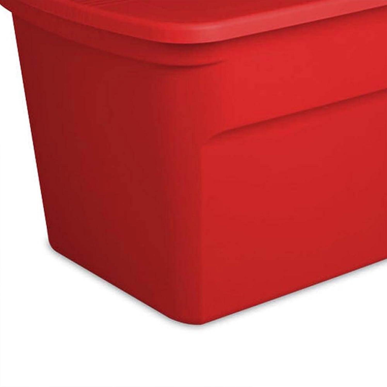 imageSterilite 30 Gallon Durable Stacking Seasonal Storage Tote Red 6 Pack