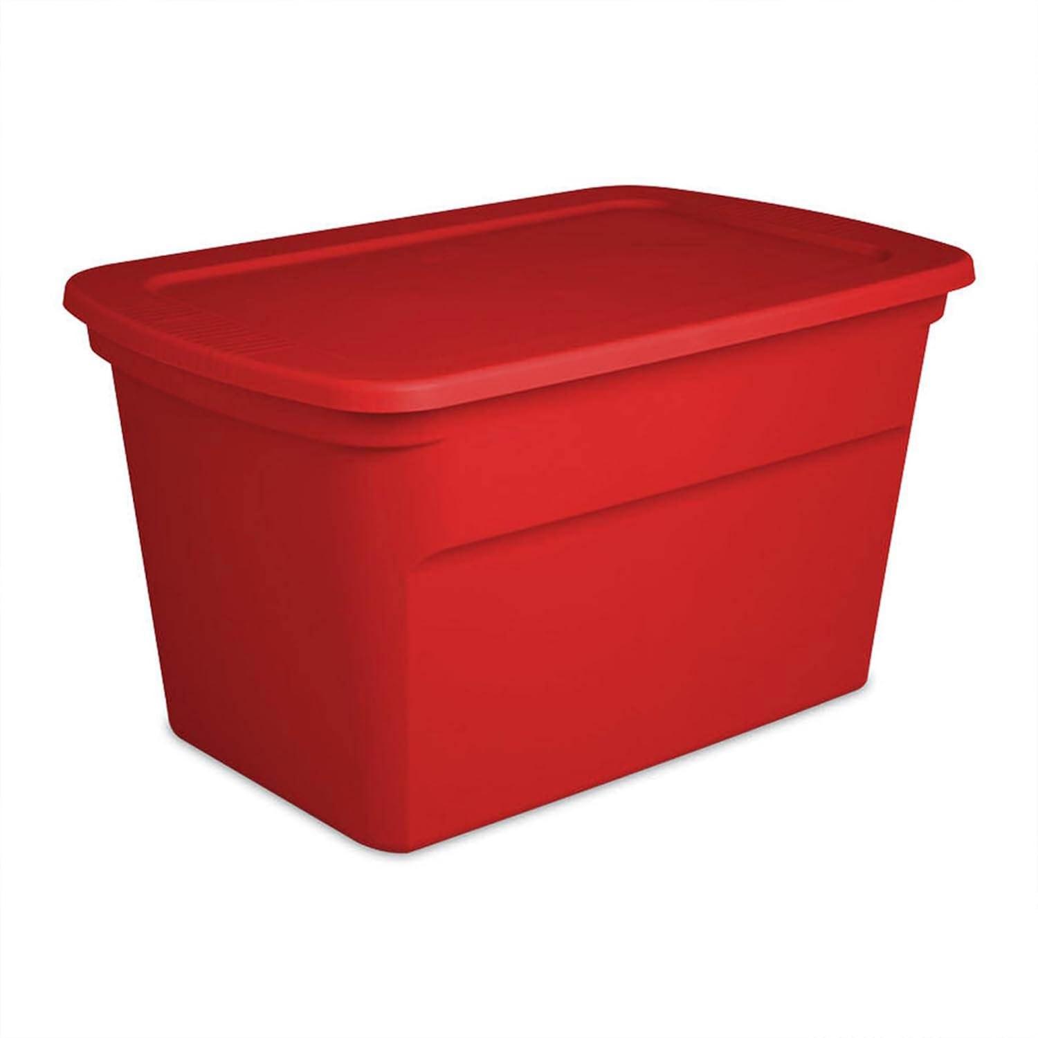 imageSterilite 30 Gallon Durable Stacking Seasonal Storage Tote Red 6 Pack