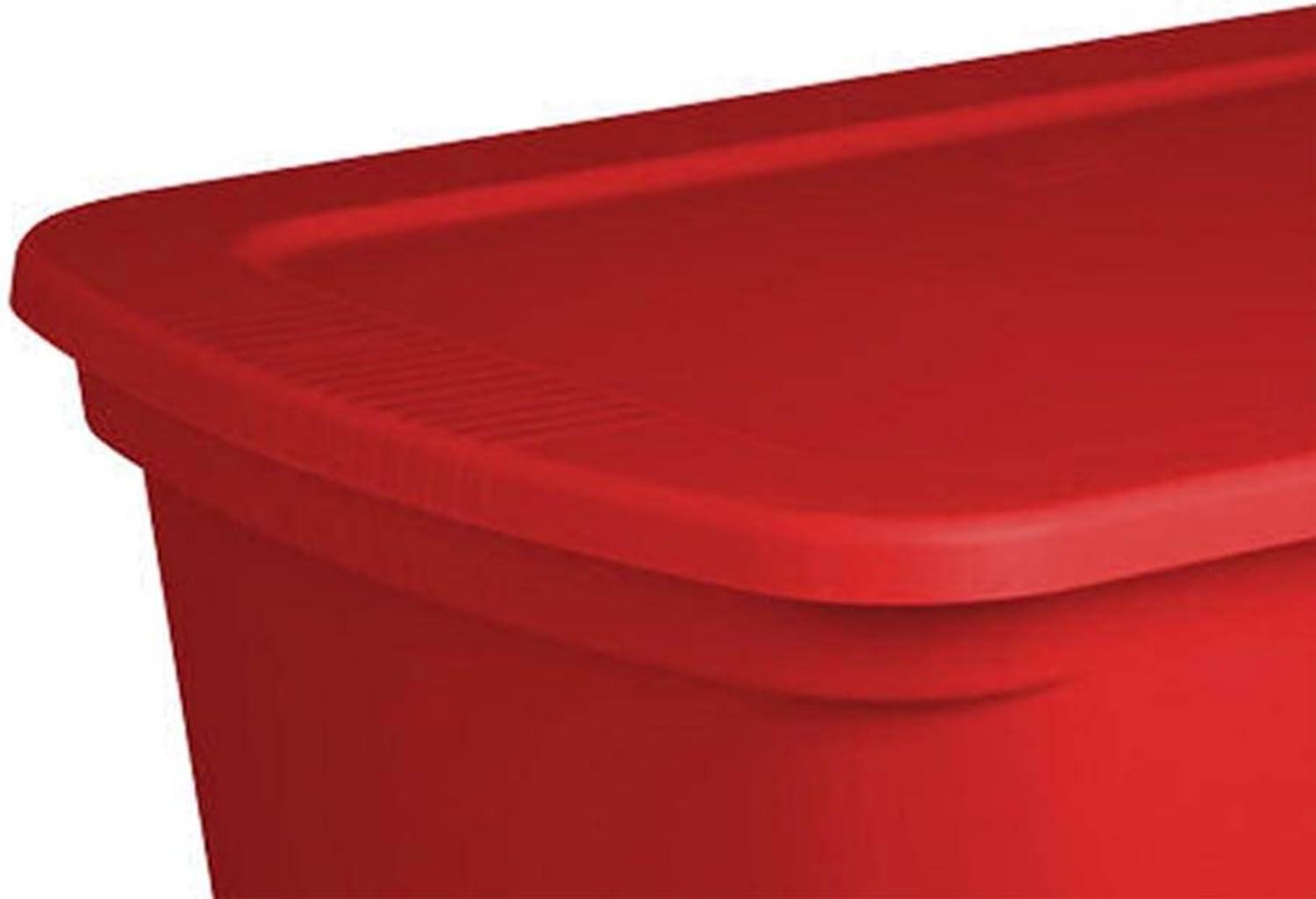 imageSterilite 30 Gallon Durable Stacking Seasonal Storage Tote Red 6 Pack