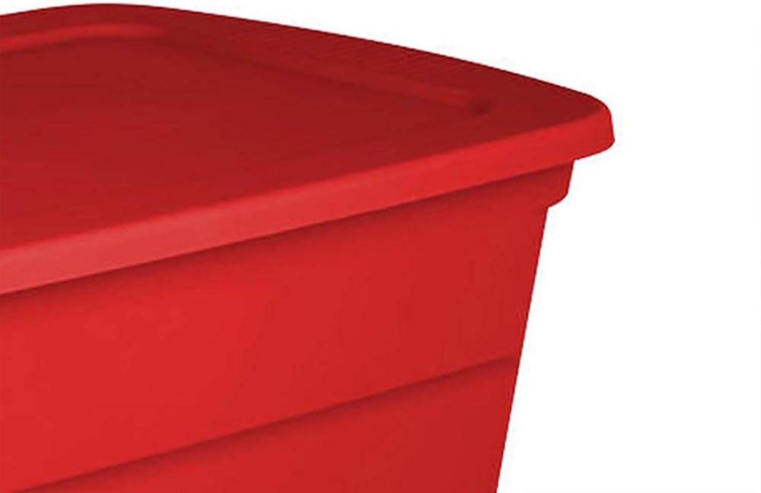 imageSterilite 30 Gallon Durable Stacking Seasonal Storage Tote Red 6 Pack