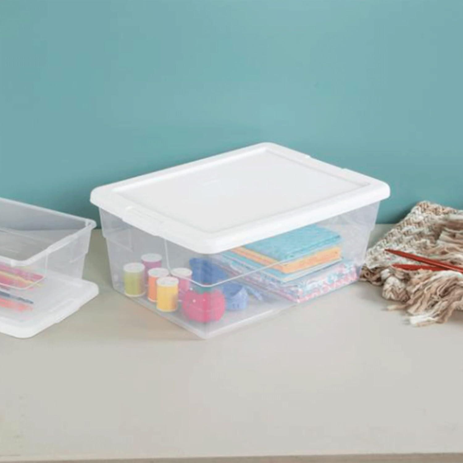 imageSterilite 36Pack 16 Quart Storage Box Stackable Clear Plastic Bins with SnapOn Lids HeavyDuty Organizing Containers for Closet Bathroom and Office1