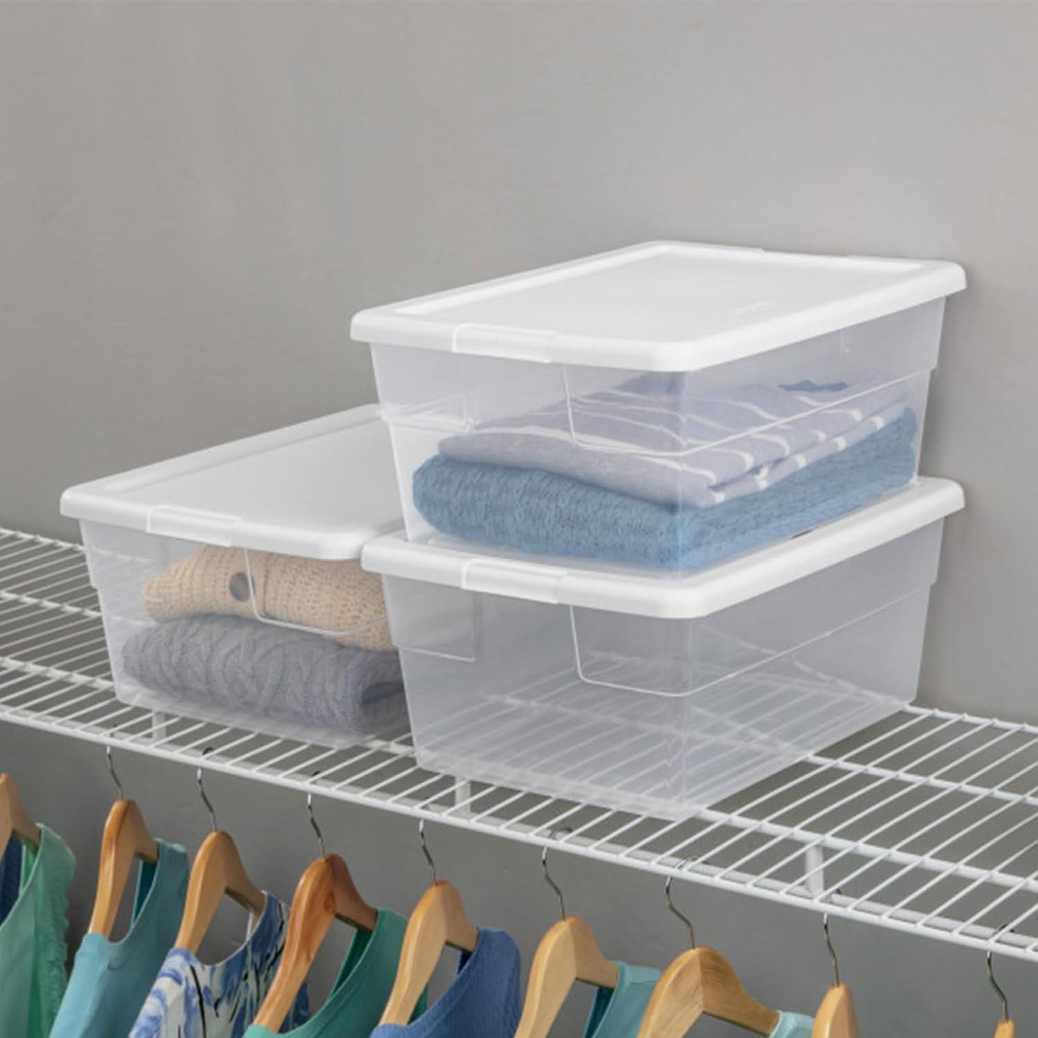 imageSterilite 36Pack 16 Quart Storage Box Stackable Clear Plastic Bins with SnapOn Lids HeavyDuty Organizing Containers for Closet Bathroom and Office24