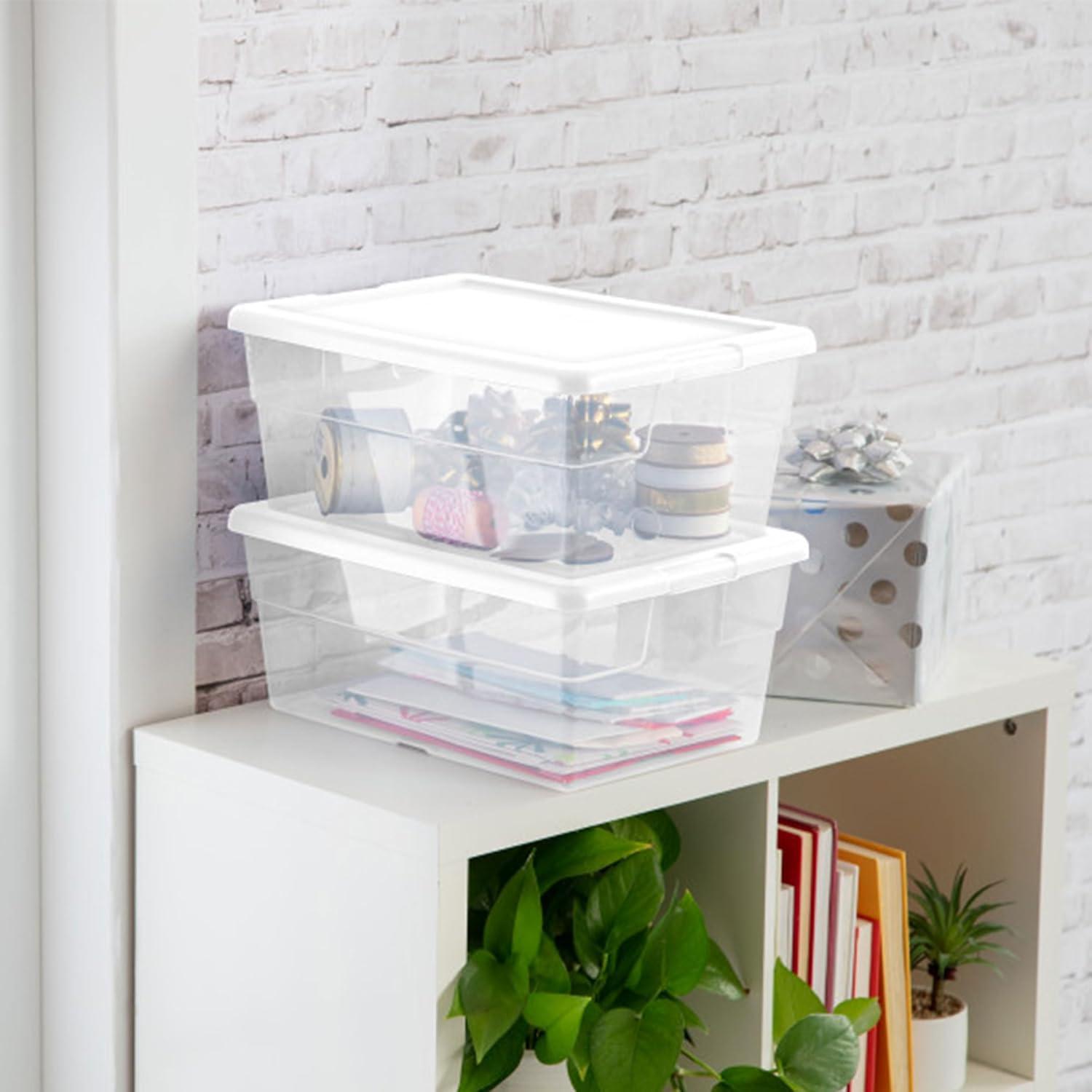 imageSterilite 36Pack 16 Quart Storage Box Stackable Clear Plastic Bins with SnapOn Lids HeavyDuty Organizing Containers for Closet Bathroom and Office36
