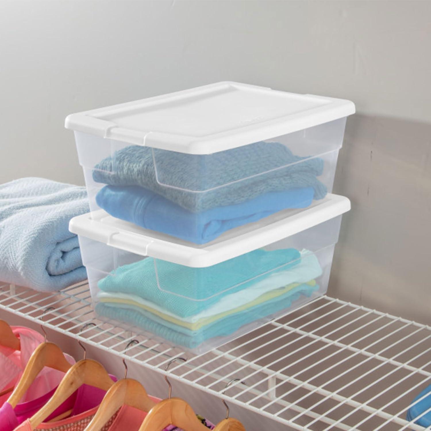 imageSterilite 36Pack 16 Quart Storage Box Stackable Clear Plastic Bins with SnapOn Lids HeavyDuty Organizing Containers for Closet Bathroom and Office48