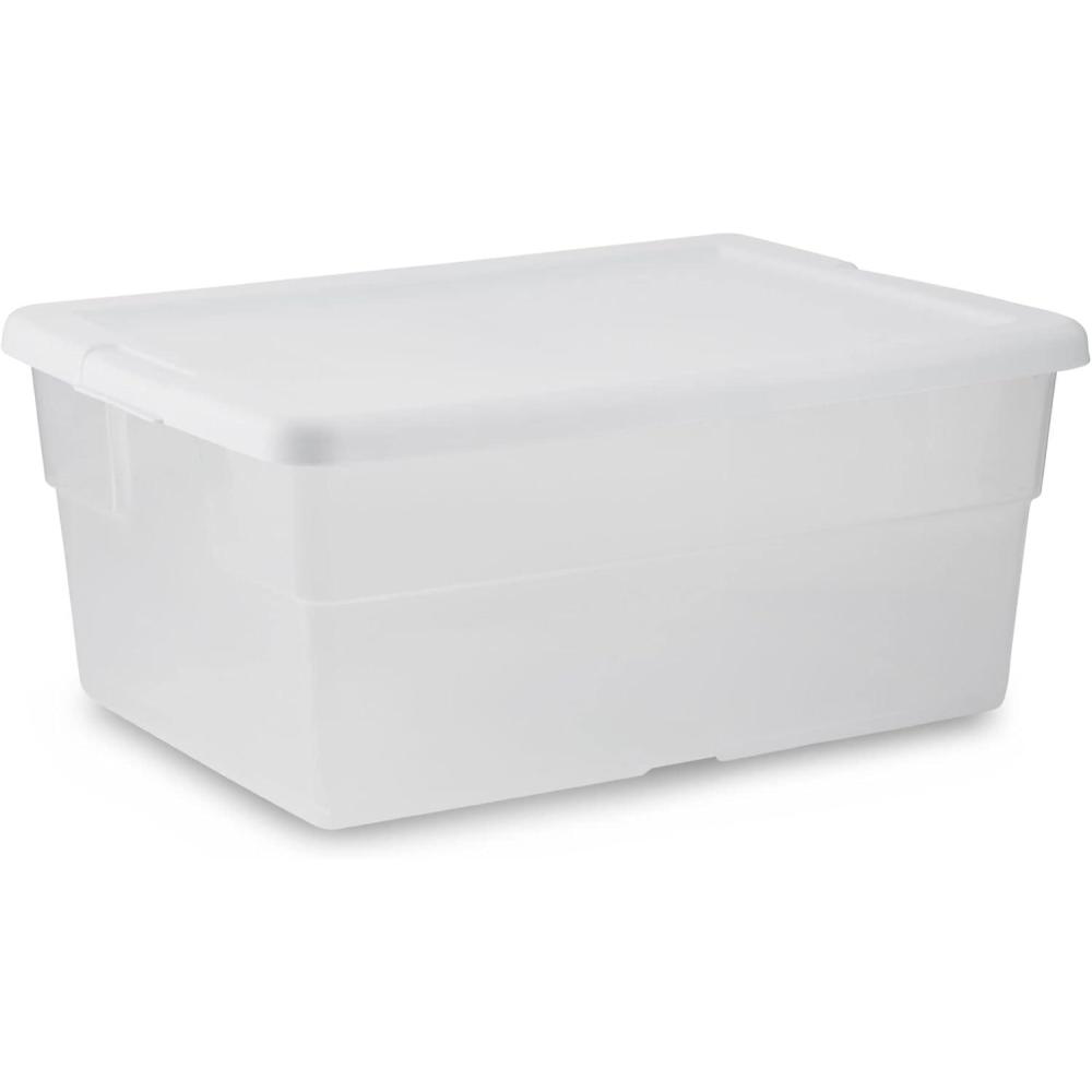 imageSterilite 36Pack 16 Quart Storage Box Stackable Clear Plastic Bins with SnapOn Lids HeavyDuty Organizing Containers for Closet Bathroom and Office1