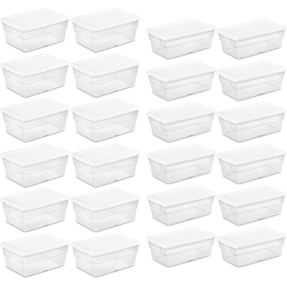 imageSterilite 6 Quart Clear Multipurpose Plastic Storage Tote 12 Pack amp 16 Quart Clear Multipurpose Plastic Storage Tote 12 Pack for Home Organization