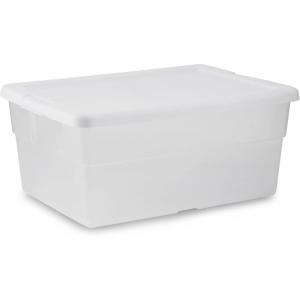 Sterilite 36-Pack 16 Quart Storage Box, Stackable Clear Plastic Bins with Snap-On Lids – Heavy-Duty Organizing Containers for Closet, Bathroom, and Office(1)