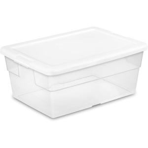 Sterilite 36-Pack 16 Quart Storage Box, Stackable Clear Plastic Bins with Snap-On Lids – Heavy-Duty Organizing Containers for Closet, Bathroom, and Office(48)