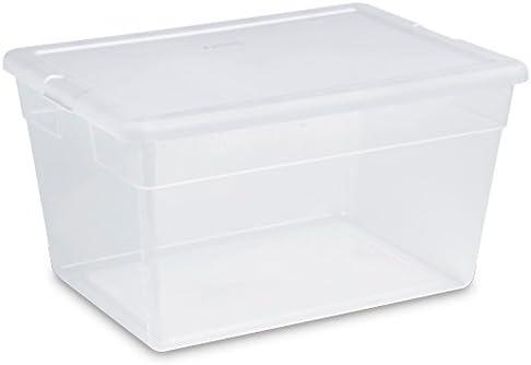 imageSterilite 8Pack 56 Quart Storage Box Stackable Clear Plastic Bins with SnapOn Lids HeavyDuty Organizing Containers for Closet Bathroom and Office1