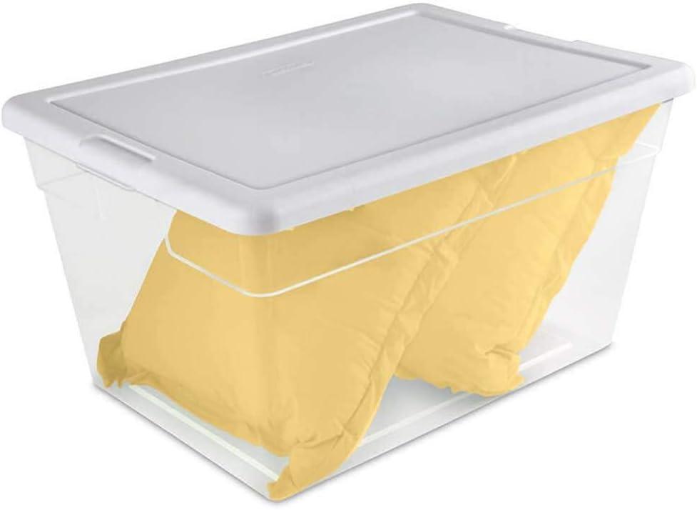 imageSterilite 8Pack 56 Quart Storage Box Stackable Clear Plastic Bins with SnapOn Lids HeavyDuty Organizing Containers for Closet Bathroom and Office1