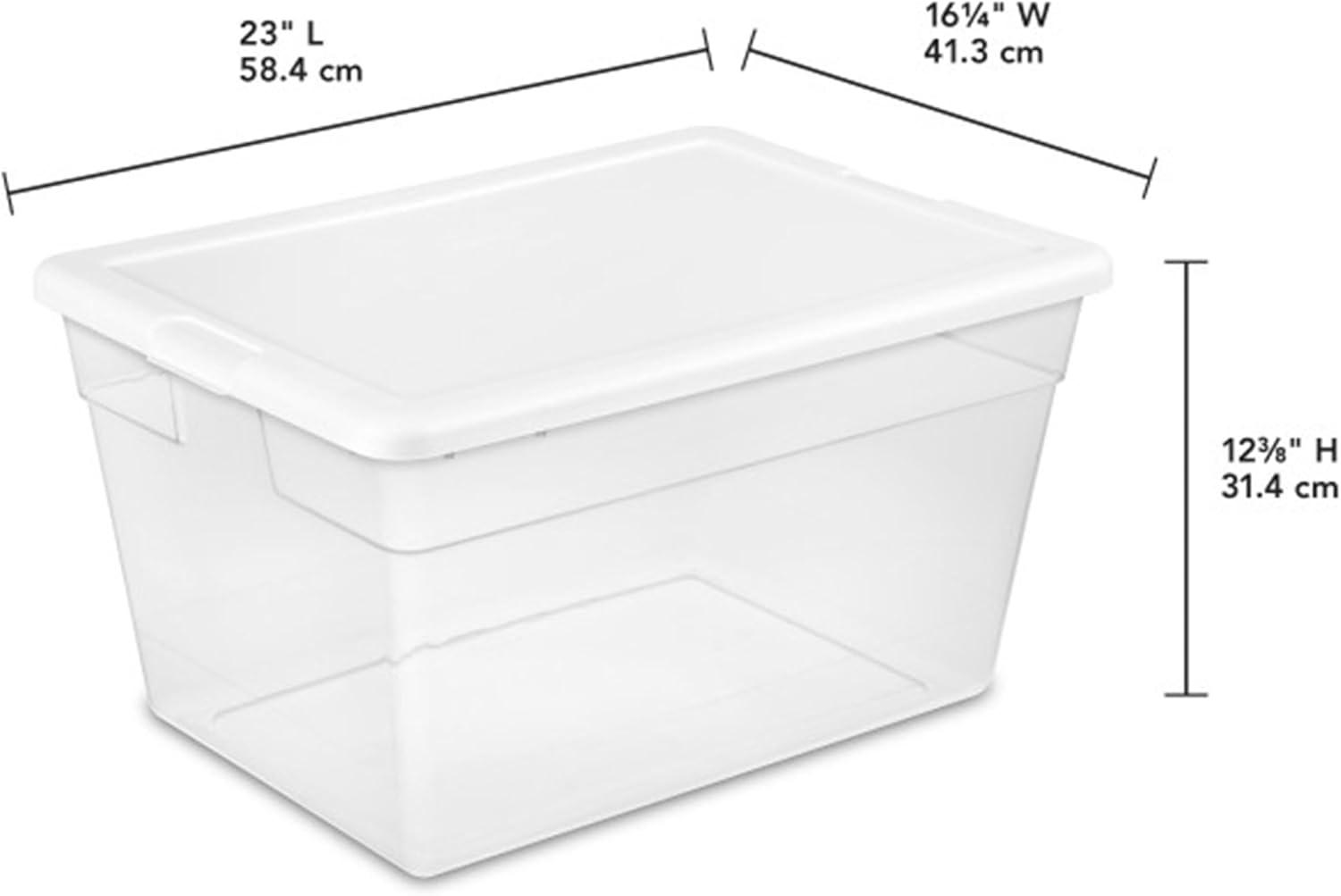 imageSterilite 8Pack 56 Quart Storage Box Stackable Clear Plastic Bins with SnapOn Lids HeavyDuty Organizing Containers for Closet Bathroom and Office8