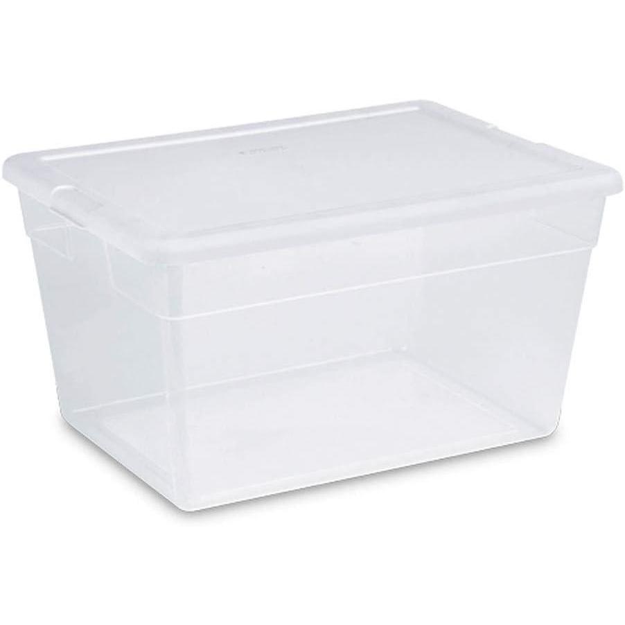 imageSterilite 8Pack 56 Quart Storage Box Stackable Clear Plastic Bins with SnapOn Lids HeavyDuty Organizing Containers for Closet Bathroom and Office1