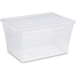 Sterilite 8-Pack 56 Quart Storage Box, Stackable Clear Plastic Bins with Snap-On Lids – Heavy-Duty Organizing Containers for Closet, Bathroom, and Office(1)