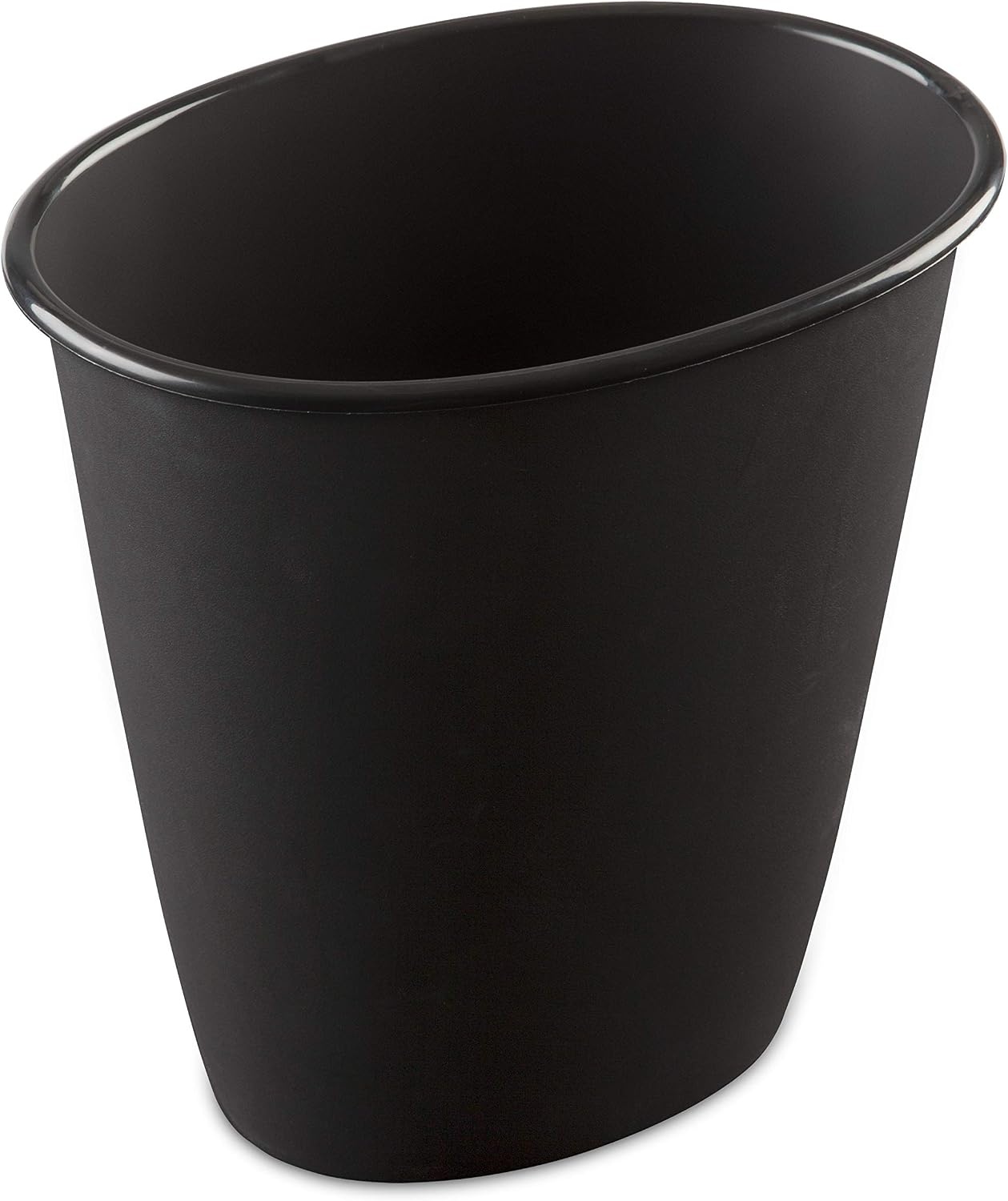image:imageSterilite 15 Gallon Oval Vanity Wastebasket Small Open Top Trash Can for the Bathroom Bedroom Dorm Room or Office Plastic Black 12Pack