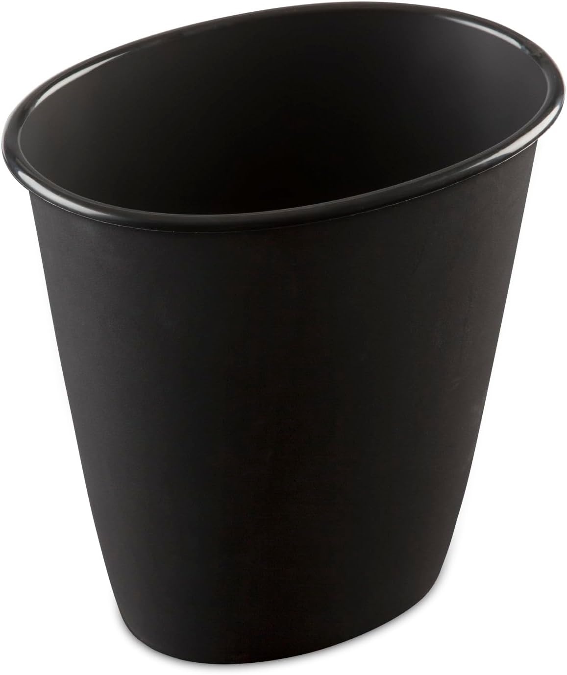 image:imageSterilite 15 Gallon Oval Vanity Wastebasket Small Open Top Trash Can for the Bathroom Bedroom Dorm Room or Office Plastic Black 12Pack