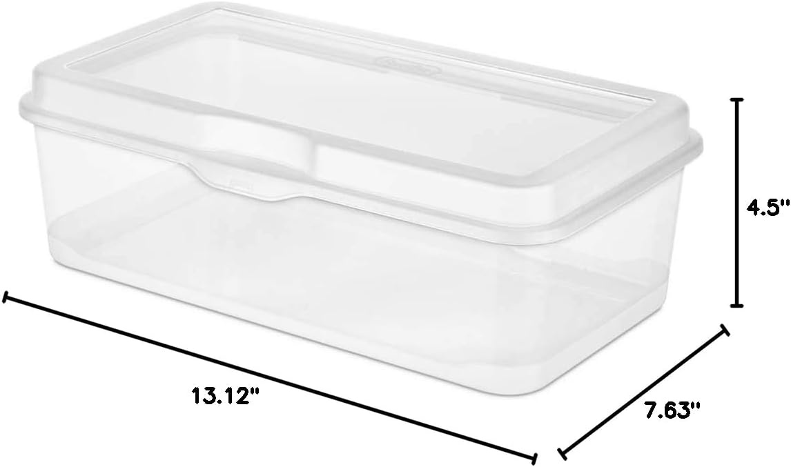 image:imageSterilite Large FlipTop 6 Pack Bundled with Small FlipTop 12 Pack Large Rectangular amp Small Square Clear Plastic Storage Boxes w Hinged Lids Stackable Organizer for Art and Craft Supplies