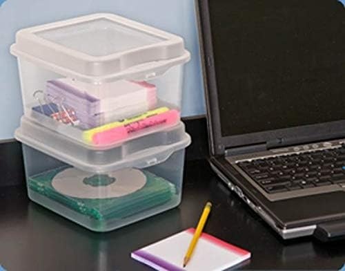 image:imageSterilite Large FlipTop 6 Pack Bundled with Small FlipTop 12 Pack Large Rectangular amp Small Square Clear Plastic Storage Boxes w Hinged Lids Stackable Organizer for Art and Craft Supplies
