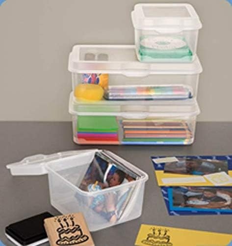 image:imageSterilite Large FlipTop 6 Pack Bundled with Small FlipTop 12 Pack Large Rectangular amp Small Square Clear Plastic Storage Boxes w Hinged Lids Stackable Organizer for Art and Craft Supplies