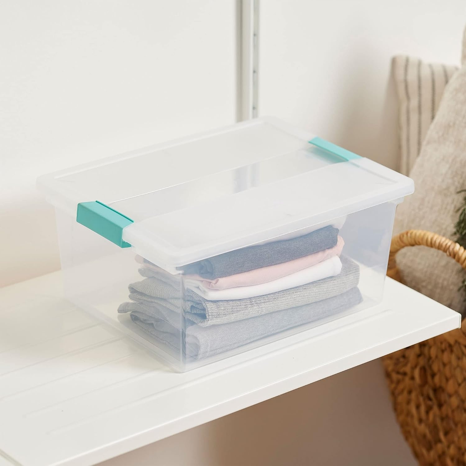 image:imageSterilite Medium Clear Multipurpose Plastic Storage Tote 12 Pack and Large Clear Multipurpose Plastic Storage Tote 12 Pack for Home Organization