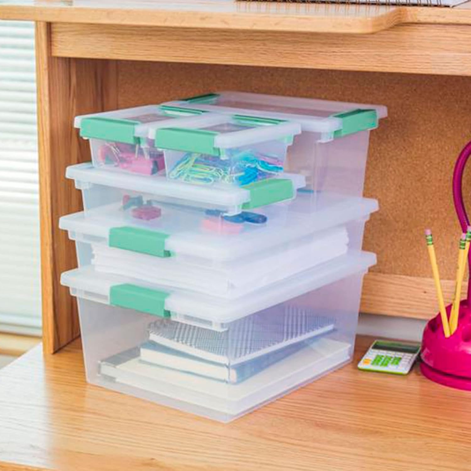 image:imageSterilite Medium Clip Latch Lid Storage Container Tote 12 Pack and Small Clip Latch Lid Storage Container Tote 12 Pack for Home Organization