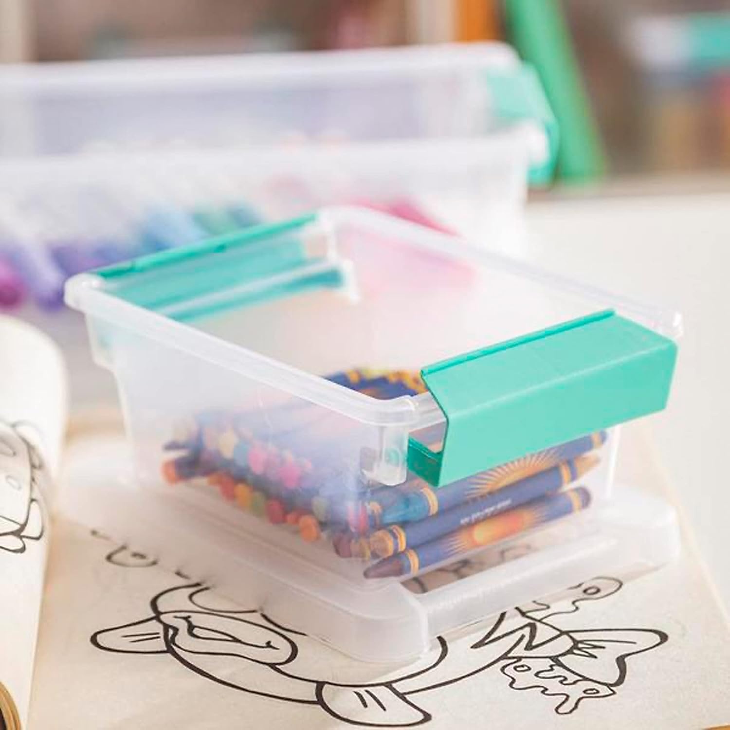 image:imageSterilite Miniature Clip Storage Box w Latch Lid 6 Pack amp Medium Clip Storage Box w Latch Lid 4 Pack for Home Office and Workspace Organization