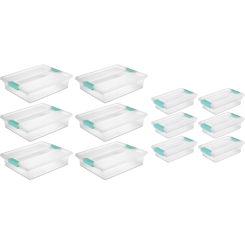 image:imageSterilite Large Clip 6 Pack amp Small Clip 6 Pack Clear Plastic Storage Organizer Tote Container Bin Box for Home Office Organization and Storage