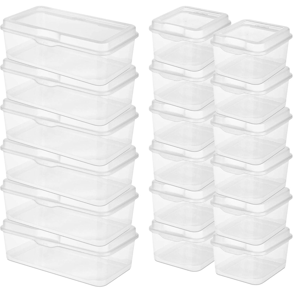 image:imageSterilite Large FlipTop 6 Pack Bundled with Small FlipTop 12 Pack Large Rectangular amp Small Square Clear Plastic Storage Boxes w Hinged Lids Stackable Organizer for Art and Craft Supplies