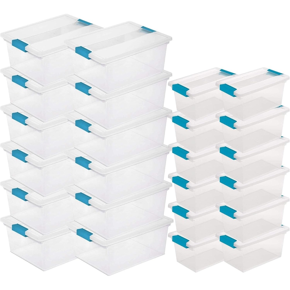image:imageSterilite Medium Clear Multipurpose Plastic Storage Tote 12 Pack and Large Clear Multipurpose Plastic Storage Tote 12 Pack for Home Organization