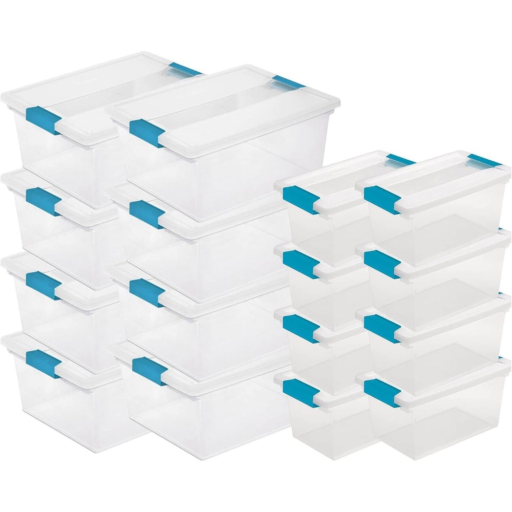 image:imageSterilite Medium Clear Multipurpose Plastic Storage Tote 8 Pack and Large Clear Multipurpose Plastic Storage Tote 8 Pack for Home Organization