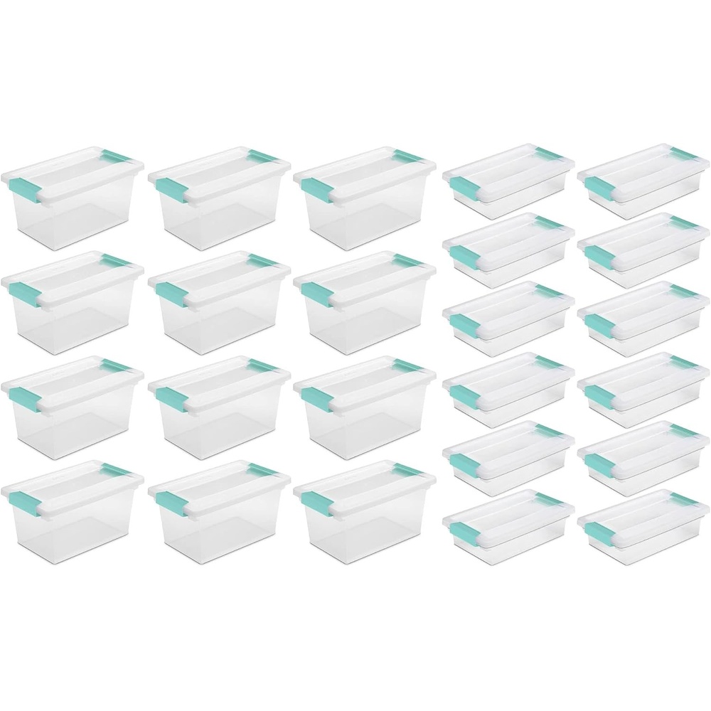 image:imageSterilite Medium Clip Latch Lid Storage Container Tote 12 Pack and Small Clip Latch Lid Storage Container Tote 12 Pack for Home Organization