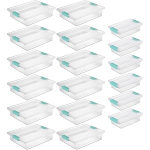 Sterilite Clip Box Clear Bins – Large, 12 Pack Bundled with Small, 6 Pack | Plastic Storage Containers with Latching Lids for Writing, Arts or Crafts Supplies – Home, Office, & Workshop Organization
