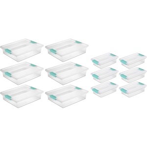 Sterilite Large Clip (6 Pack) & Small Clip (6 Pack) Clear Plastic Storage Organizer Tote Container Bin Box for Home Office Organization and Storage