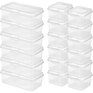 Sterilite Large FlipTop, 6 Pack Bundled with Small FlipTop, 12 Pack | Large Rectangular & Small Square Clear Plastic Storage Boxes w/ Hinged Lids, Stackable Organizer for Art and Craft Supplies