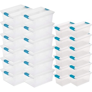 Sterilite Medium Clear Multipurpose Plastic Storage Tote, 12 Pack, and Large Clear Multipurpose Plastic Storage Tote, 12 Pack for Home Organization