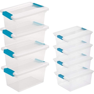 Sterilite Medium Clear Multipurpose Plastic Storage Tote, 4 Pack, and Large Clear Multipurpose Plastic Storage Tote, 4 Pack for Home Organization