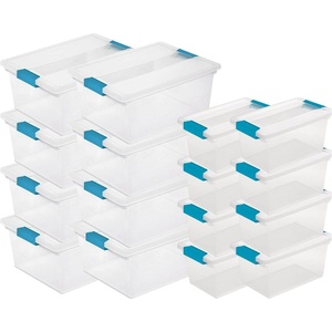 Sterilite Medium Clear Multipurpose Plastic Storage Tote, 8 Pack, and Large Clear Multipurpose Plastic Storage Tote, 8 Pack for Home Organization