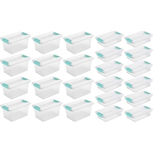 Sterilite Medium Clip Latch Lid Storage Container Tote, 12 Pack, and Small Clip Latch Lid Storage Container Tote, 12 Pack for Home Organization