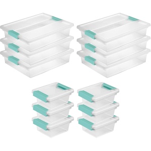 Sterilite Miniature Clip Storage Box w/Latch Lid, 6 Pack, & Large Clip Storage Box w/Latch Lid, 6 Pack for Home, Office, and Workspace Organization