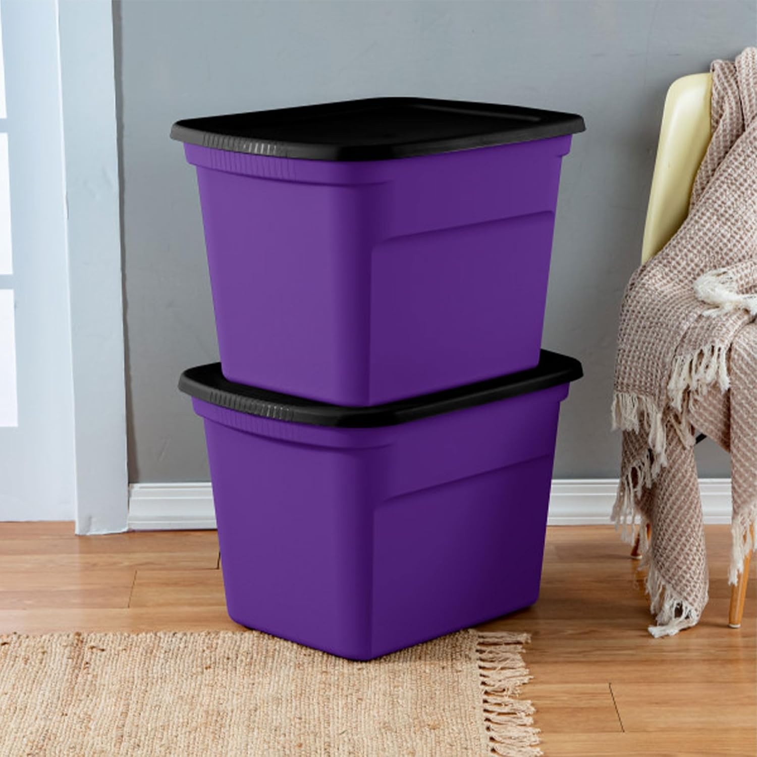 image:imageSterilite Tote Plastic Storage Bins with Snap Lids 18 Gallon 8Pack8