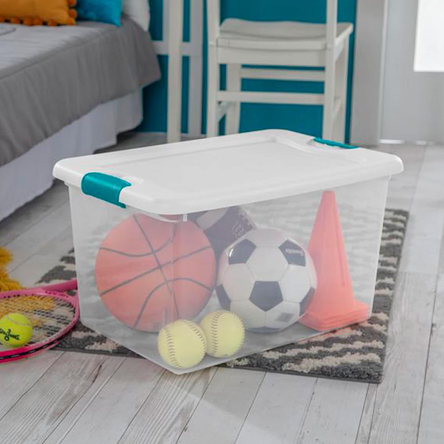 image:imageSterilite 64 Quart Clear Plastic Stackable Storage Container Bin Box Tote with White Latching Lid Organizing Solution for Home amp Classroom 60 Pack