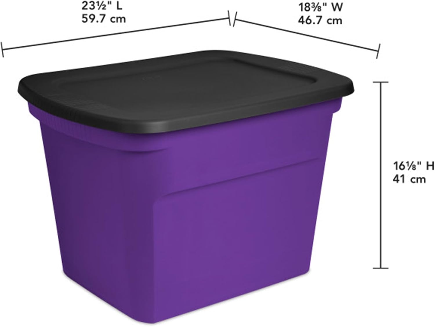 image:imageSterilite 18 Gal Storage Tote Stackable Bin with Lid Plastic Container to Organize Halloween Decorations in Closet Purple Base and Lid 16Pack