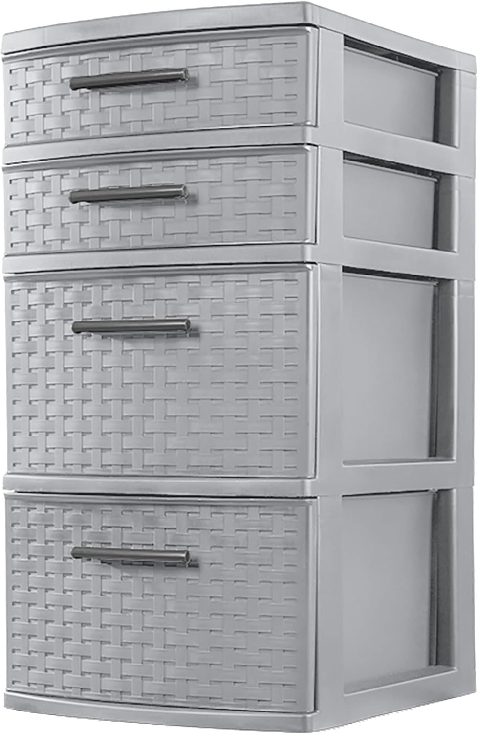 image:imageSterilite 26226A02 Plastic 4 Drawer Organizer Storage Tower with Medium Weave Drawer Fronts and EasyPull Handles Gray 6 Pack