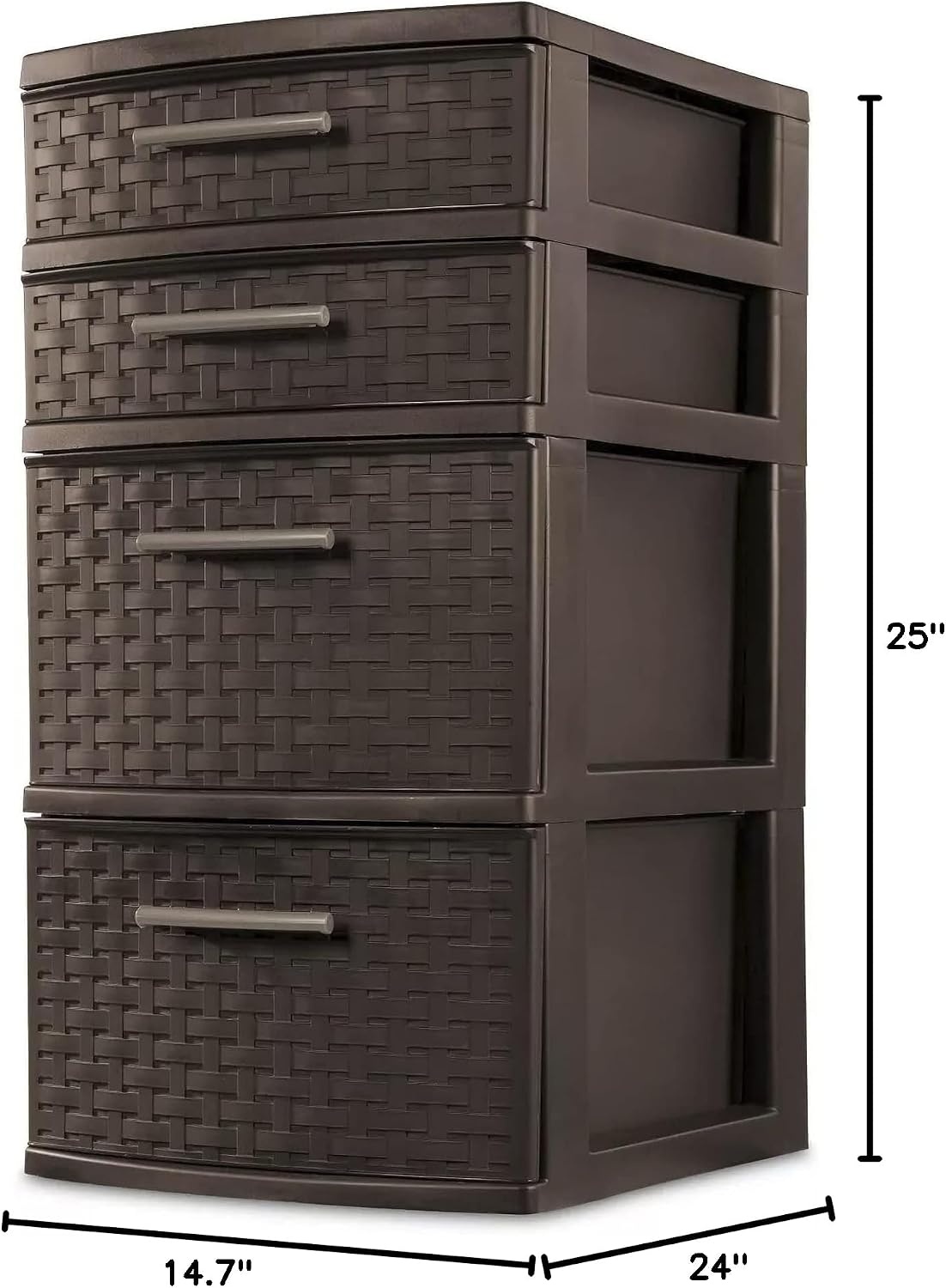 image:imageSterilite 26226P02 4 Drawer Organizer Storage Tower with Medium Weave Drawer Fronts and EasyPull Handles Espresso Brown 4 Pack
