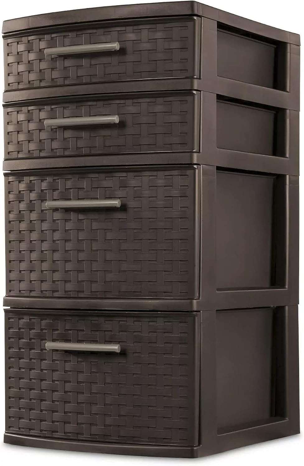 image:imageSterilite 26226P02 4 Drawer Organizer Storage Tower with Medium Weave Drawer Fronts and EasyPull Handles Espresso Brown 6 Pack
