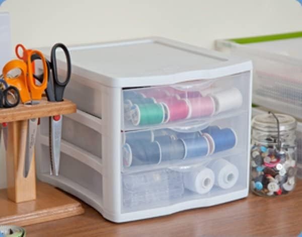 image:imageSterilite ClearView Compact Portable 3 Storage Drawer Organizer Cabinet 5 Pack