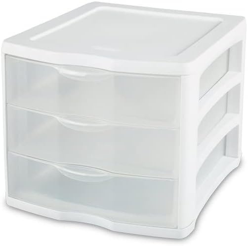 image:imageSterilite ClearView Compact Portable 3 Storage Drawer Organizer Cabinet 5 Pack